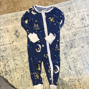 Little Sleepies Navy Footed One Piece with Cartoon Characters
